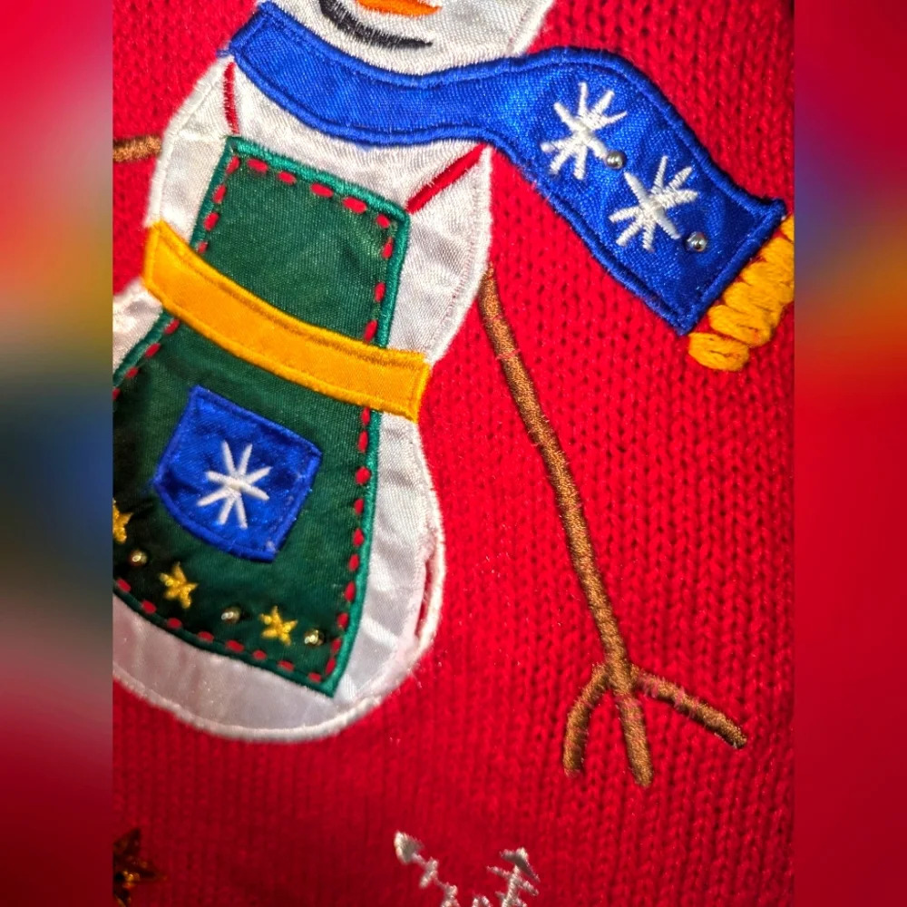 Nutcracker Christmas Cardigan‎ Sweater in Red size 3X Knit Snowman Presents - Picture 8 of 9